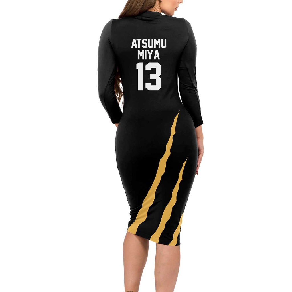 MSBY Atsumu Miya - Number 13 - Haikyu Long Sleeve Bodycon Dress Anime Uniform Style