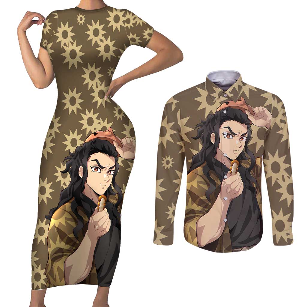 Hotaru Haganezuka - Demon Slayer Couples Matching Short Sleeve Bodycon Dress and Long Sleeve Button Shirt Anime Style