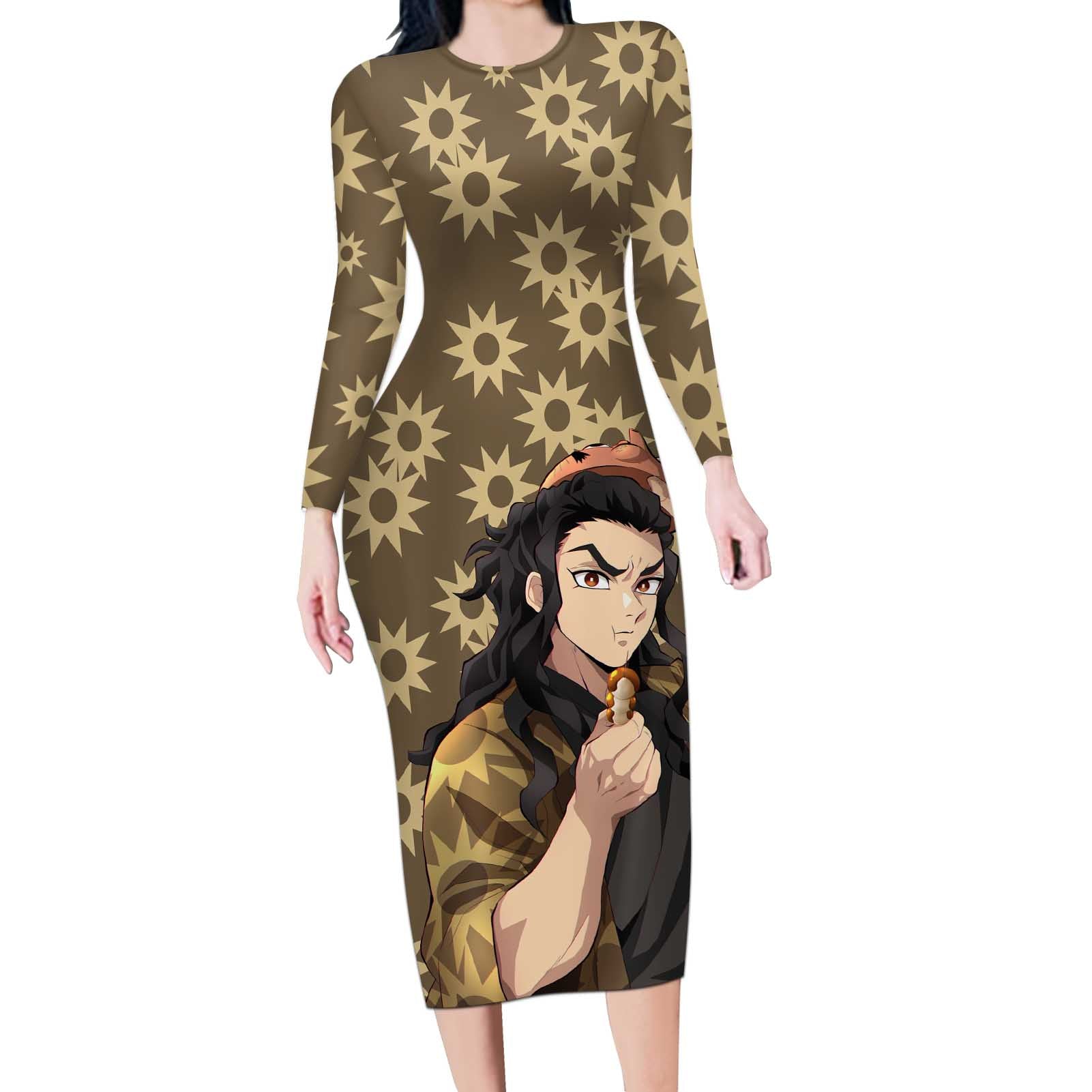 Hotaru Haganezuka - Demon Slayer Long Sleeve Bodycon Dress Anime Style