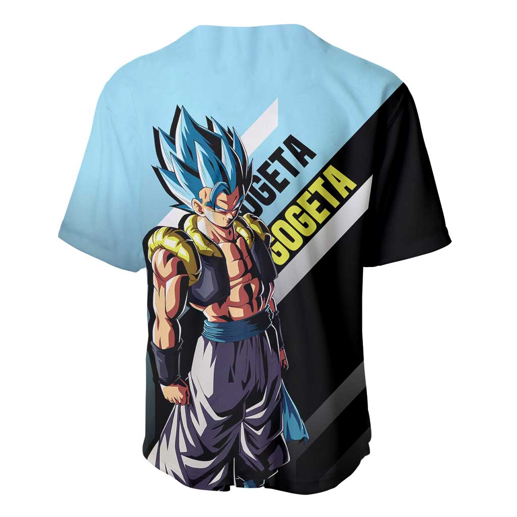 Gogeta Dragon Ball Baseball Jersey with Fusion Form and Dynamic Action Pose Design - The Mazicc
