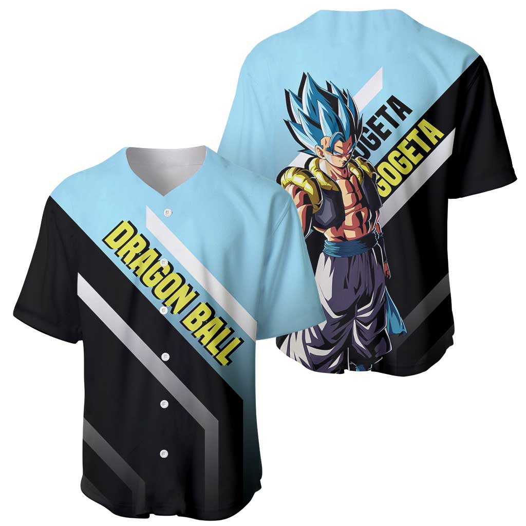 Gogeta Dragon Ball Baseball Jersey with Fusion Form and Dynamic Action Pose Design - The Mazicc