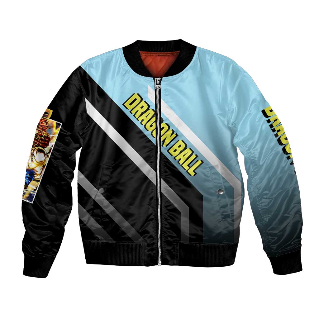 Gogeta Dragon Ball Bomber Jacket with Fusion Form and Dynamic Action Pose Design - The Mazicc