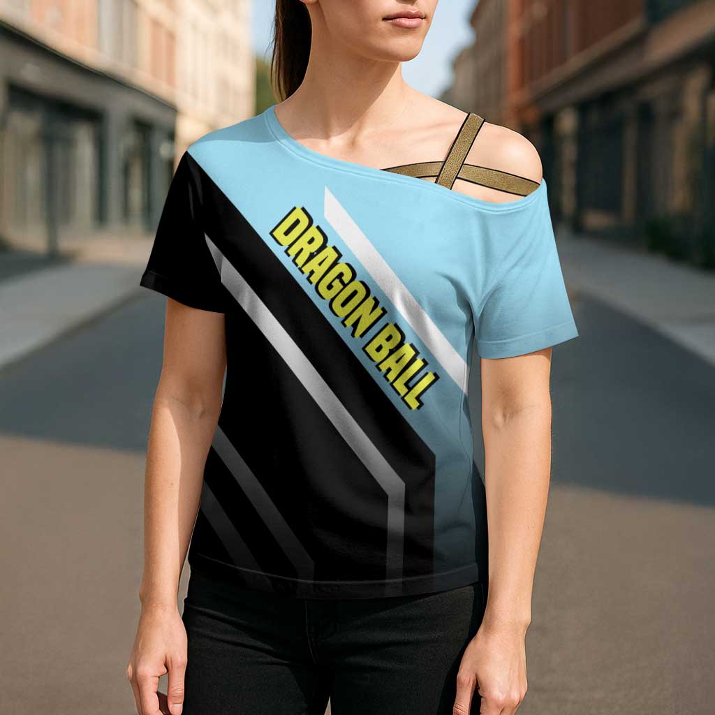 Gogeta Dragon Ball Cross Shoulder Shirt with Fusion Form and Dynamic Action Pose Design - The Mazicc