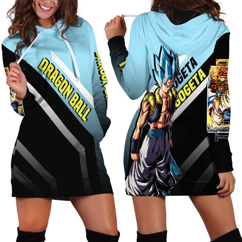 Gogeta Dragon Ball Hoodie Dress with Fusion Form and Dynamic Action Pose Design - The Mazicc