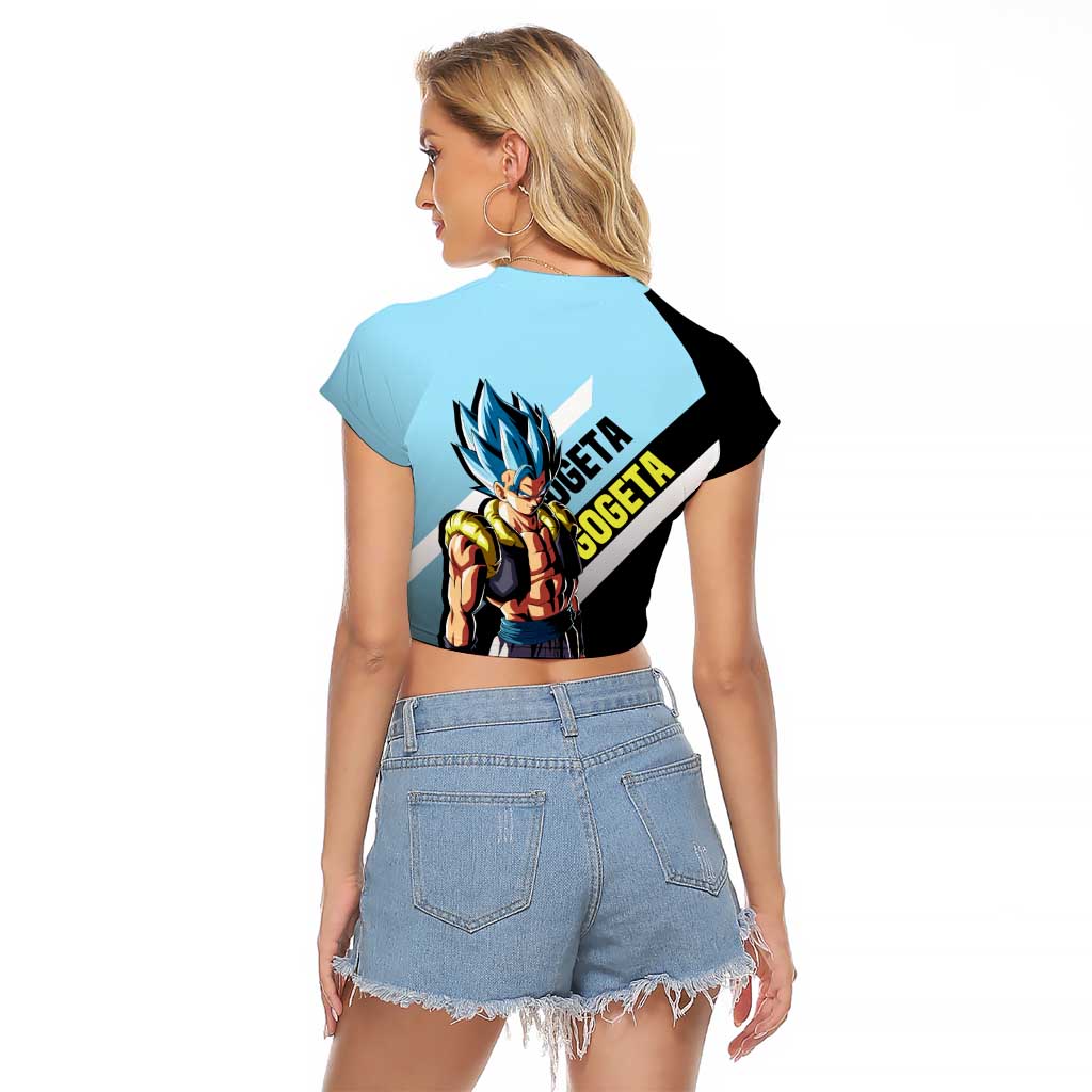 Gogeta Dragon Ball Raglan Cropped T Shirt with Fusion Form and Dynamic Action Pose Design - The Mazicc