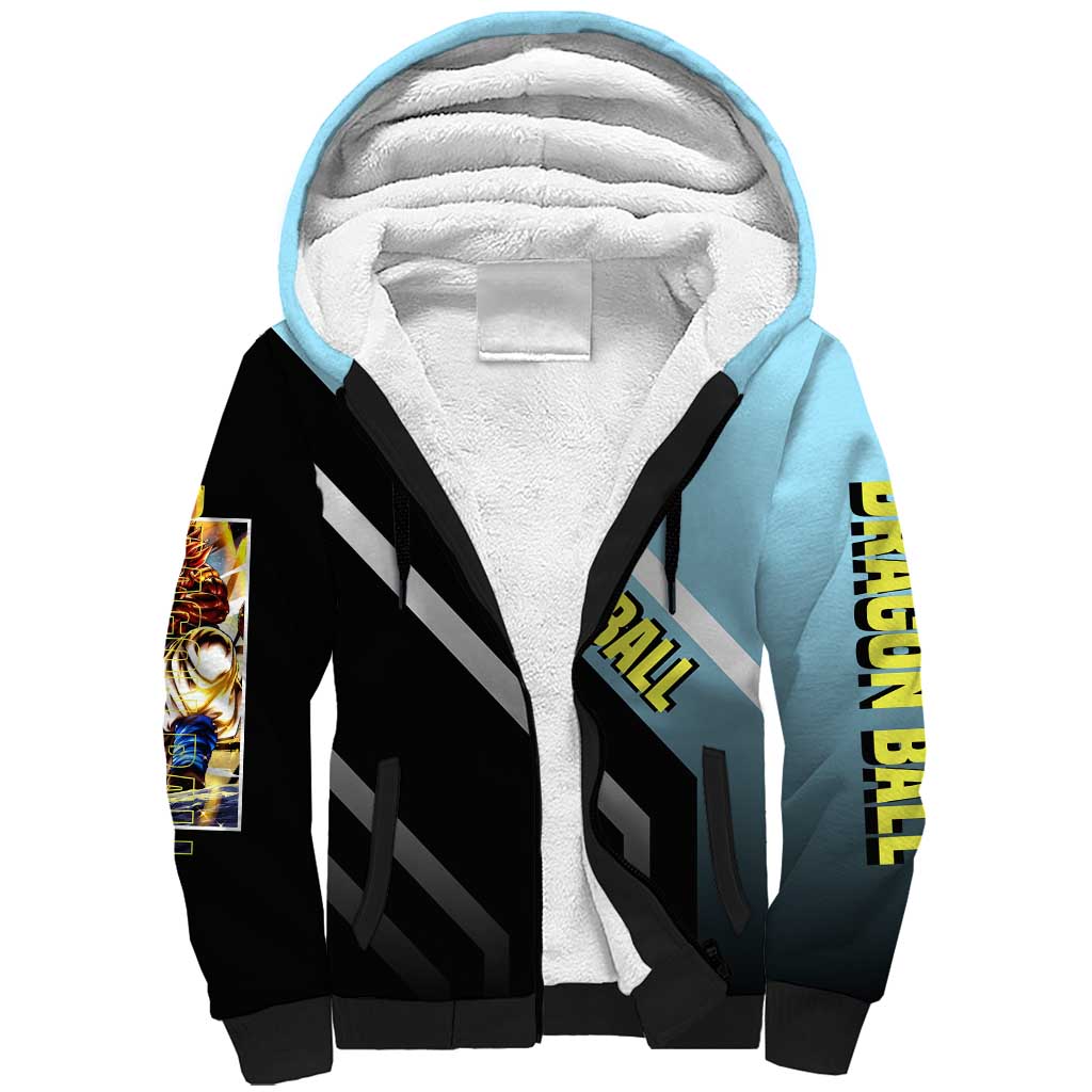 Gogeta Dragon Ball Sherpa Hoodie with Fusion Form and Dynamic Action Pose Design - The Mazicc