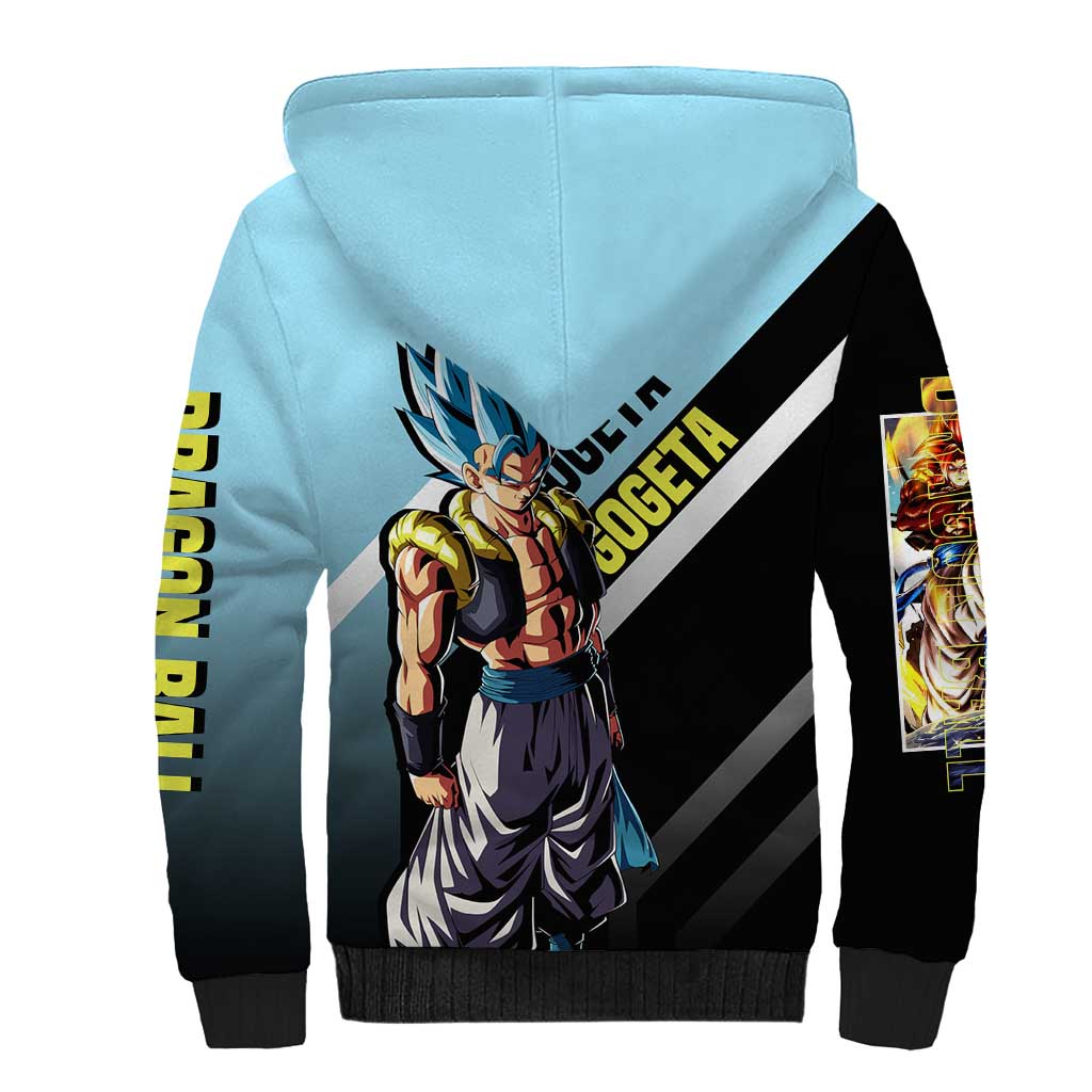 Gogeta Dragon Ball Sherpa Hoodie with Fusion Form and Dynamic Action Pose Design - The Mazicc