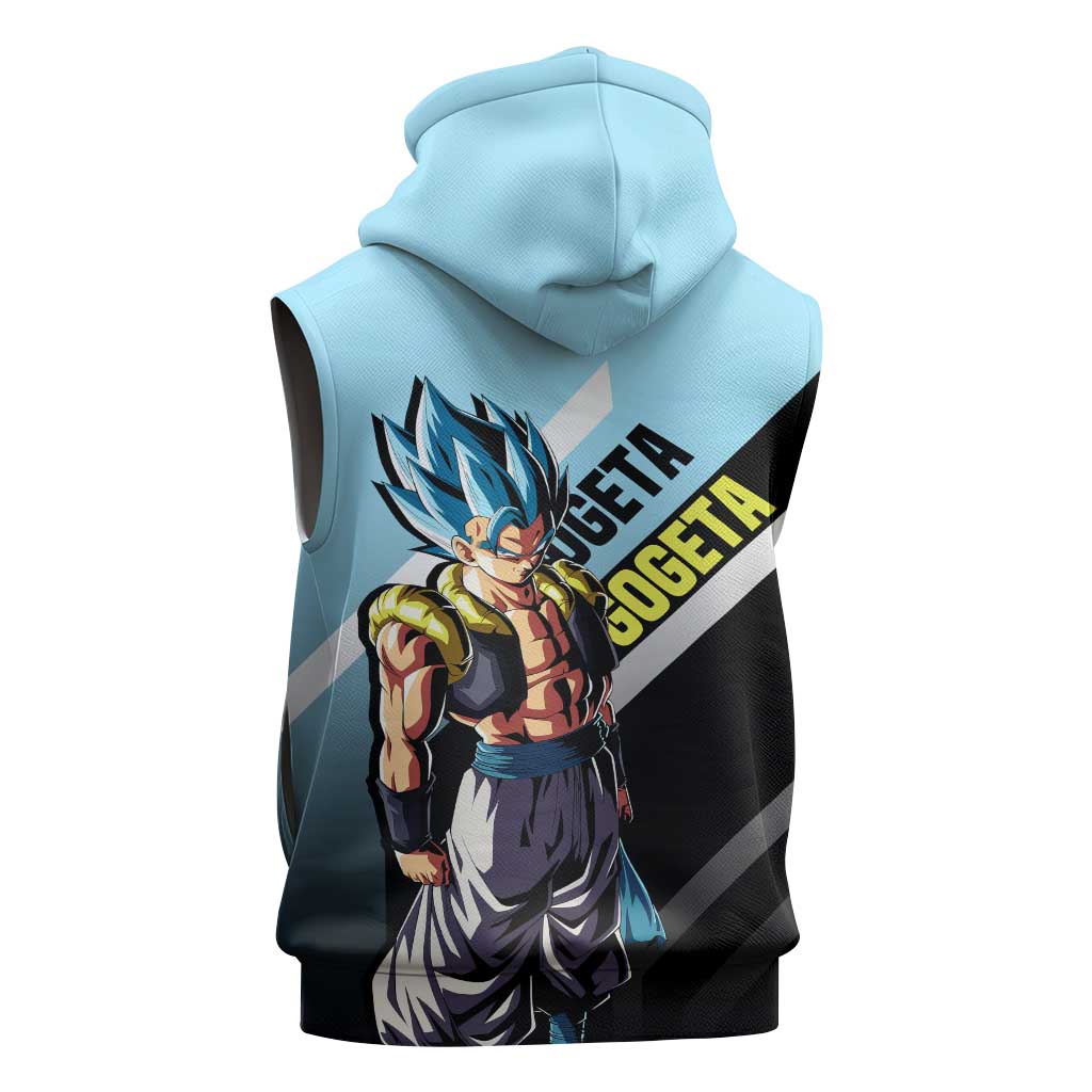 Gogeta Dragon Ball Sleeveless Hoodie with Fusion Form and Dynamic Action Pose Design - The Mazicc
