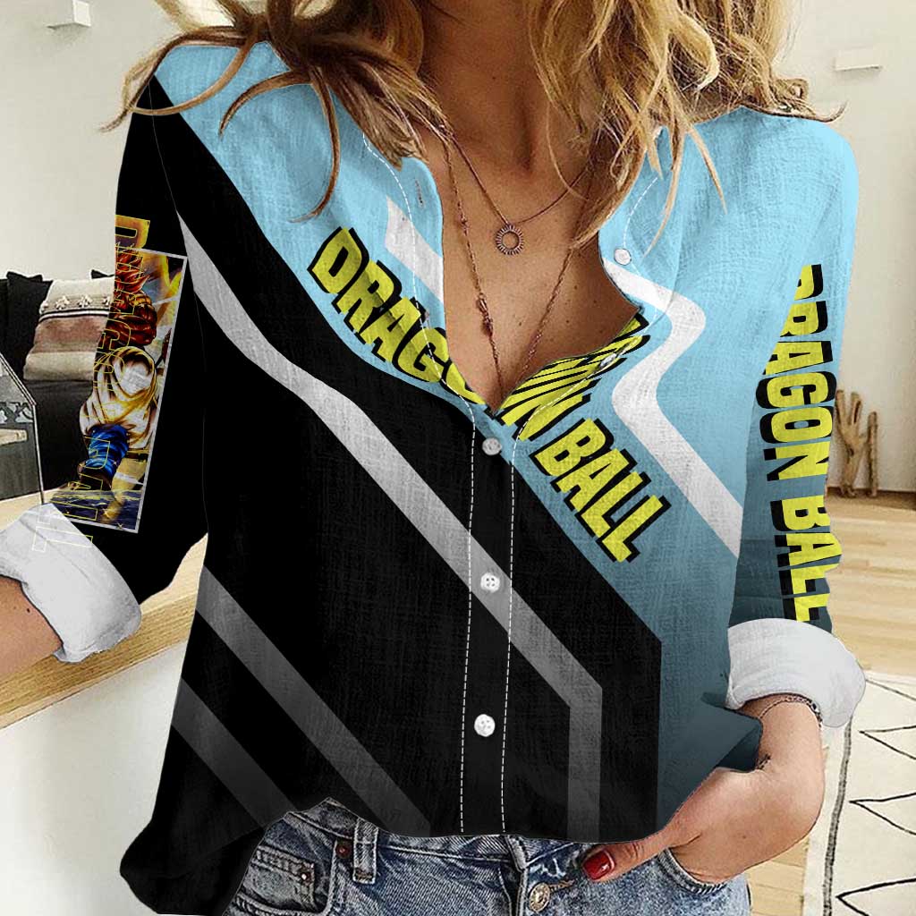 Gogeta Dragon Ball Women Casual Shirt with Fusion Form and Dynamic Action Pose Design - The Mazicc