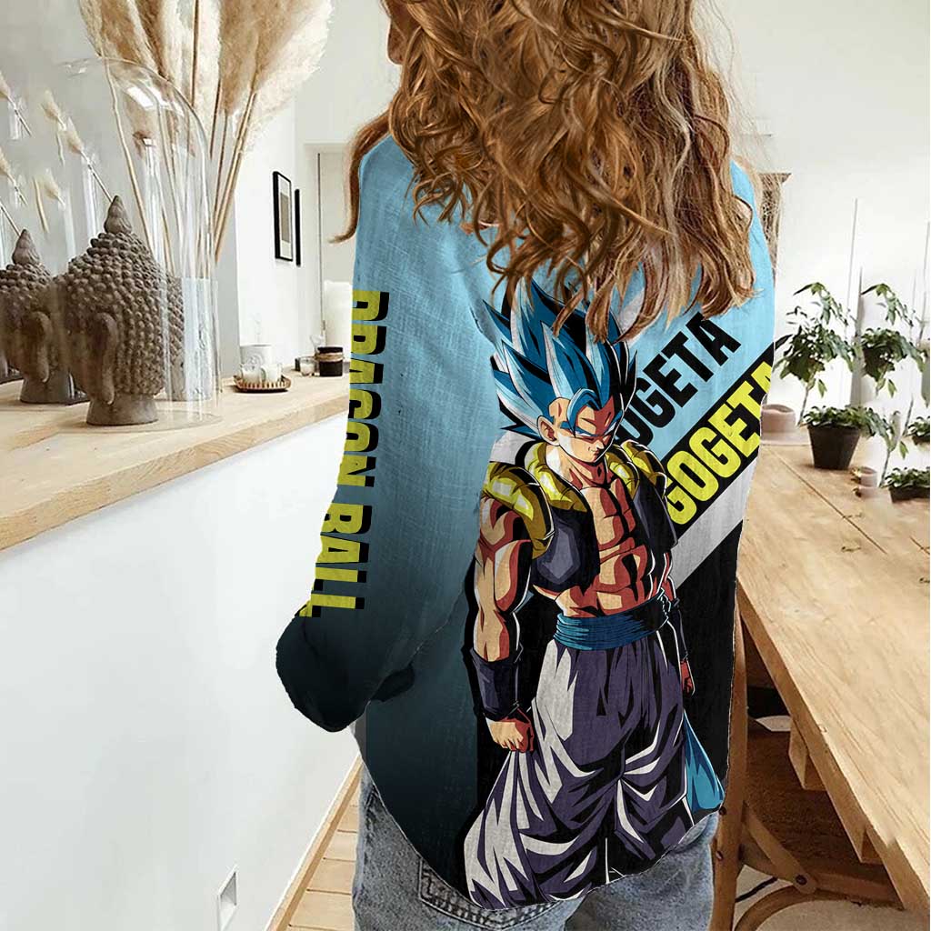 Gogeta Dragon Ball Women Casual Shirt with Fusion Form and Dynamic Action Pose Design - The Mazicc
