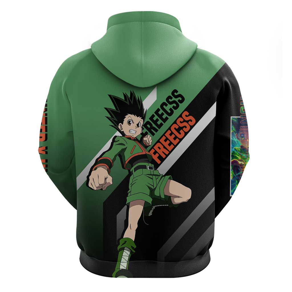 Gon Freecss Hunter x Hunter Hoodie with Green Outfit and Adventure-Ready Pose Design - The Mazicc