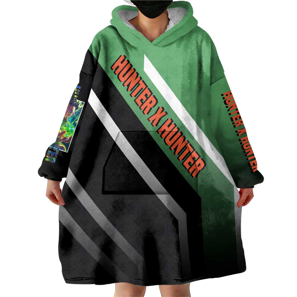 Gon Freecss Hunter x Hunter Wearable Blanket Hoodie with Green Outfit and Adventure-Ready Pose Design - The Mazicc