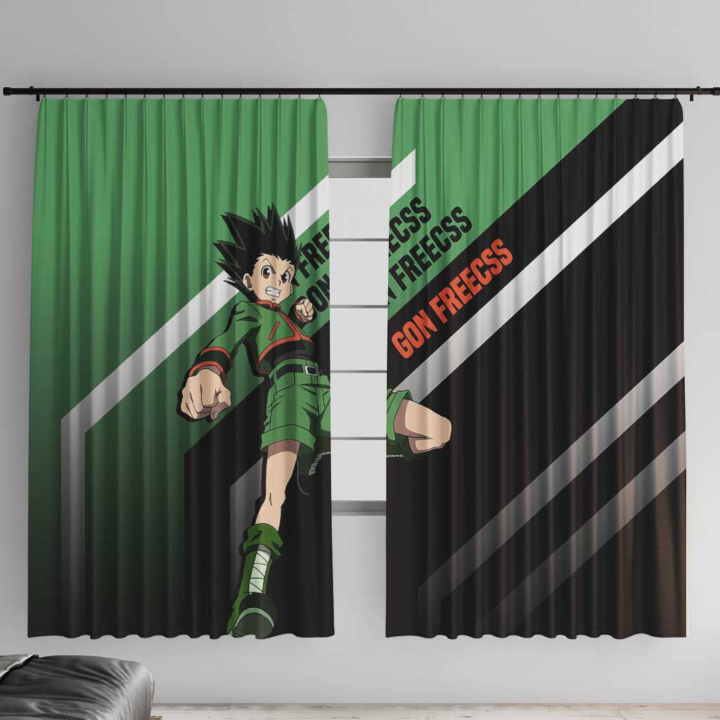 Gon Freecss Hunter x Hunter Window Curtain with Green Outfit and Adventure-Ready Pose Design - The Mazicc
