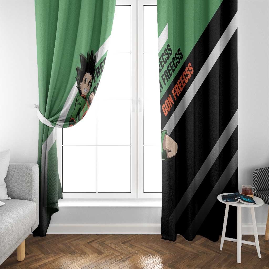 Gon Freecss Hunter x Hunter Window Curtain with Green Outfit and Adventure-Ready Pose Design - The Mazicc