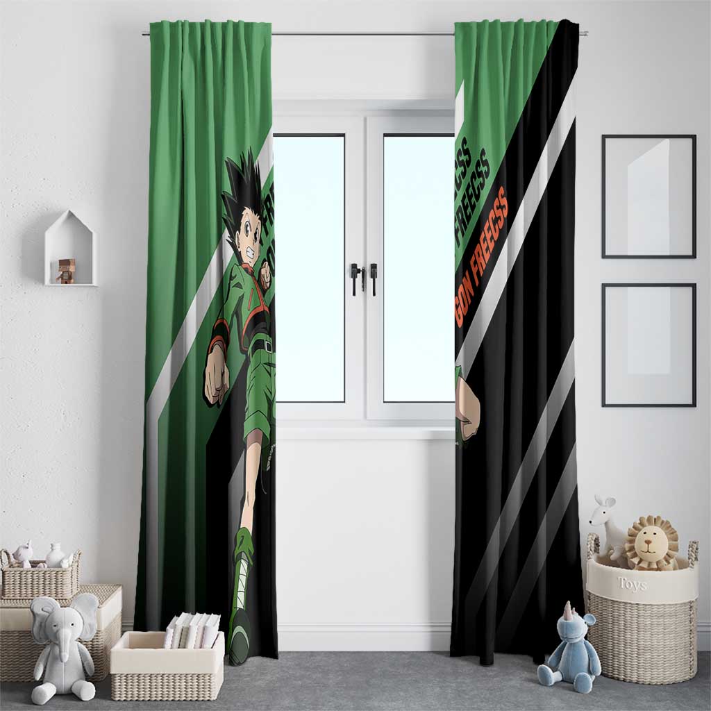 Gon Freecss Hunter x Hunter Window Curtain with Green Outfit and Adventure-Ready Pose Design - The Mazicc