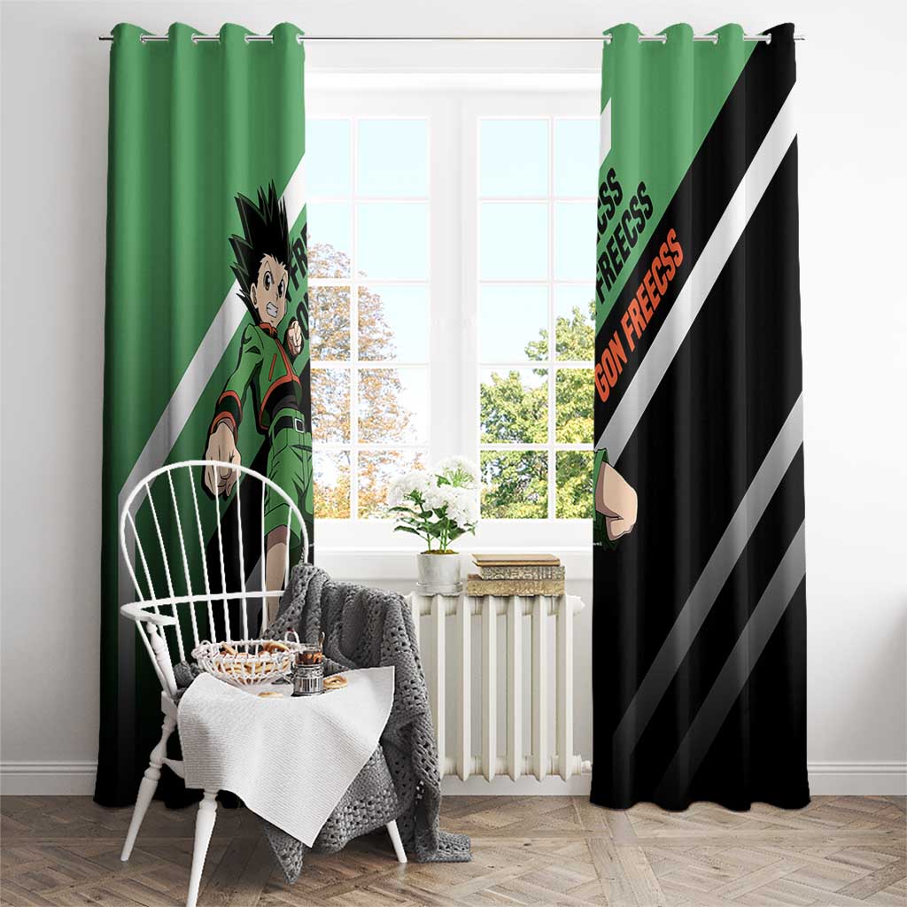 Gon Freecss Hunter x Hunter Window Curtain with Green Outfit and Adventure-Ready Pose Design - The Mazicc