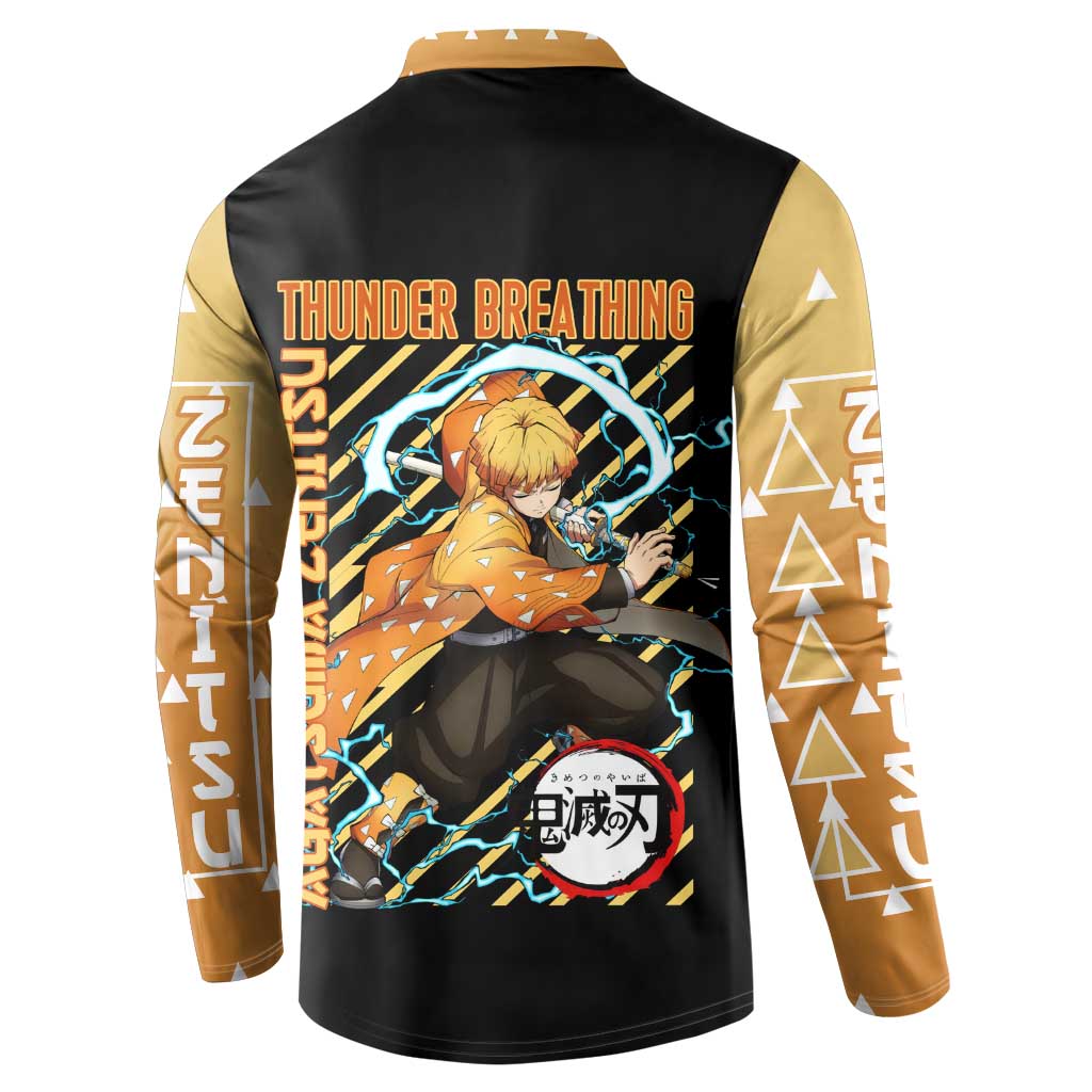 Agatsuma Zenitsu Demon Slayer Button Sweatshirt Anime Style