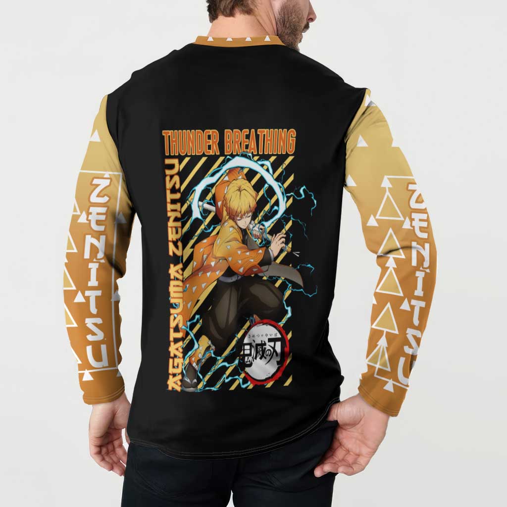 Agatsuma Zenitsu Demon Slayer Button Sweatshirt Anime Style