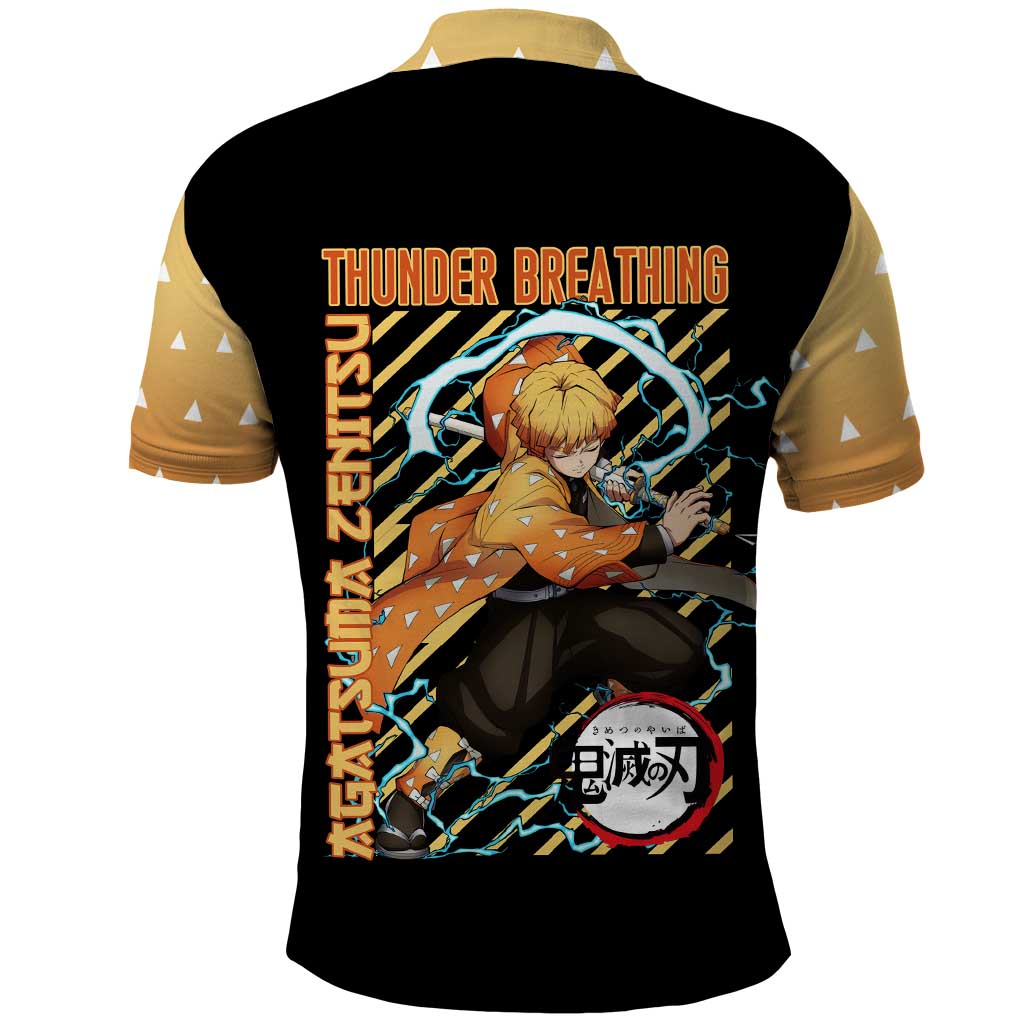 Agatsuma Zenitsu Demon Slayer Polo Shirt Anime Style