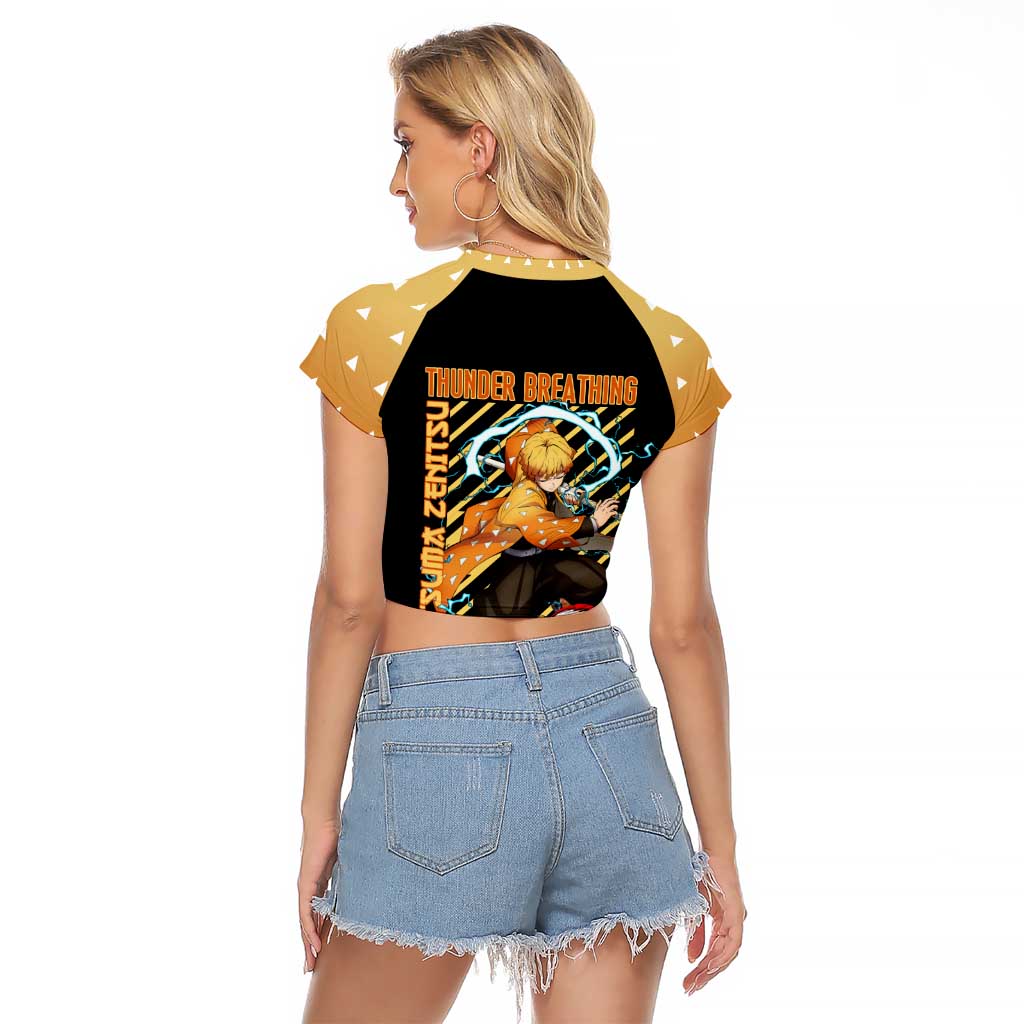 Agatsuma Zenitsu Demon Slayer Raglan Cropped T Shirt Anime Style