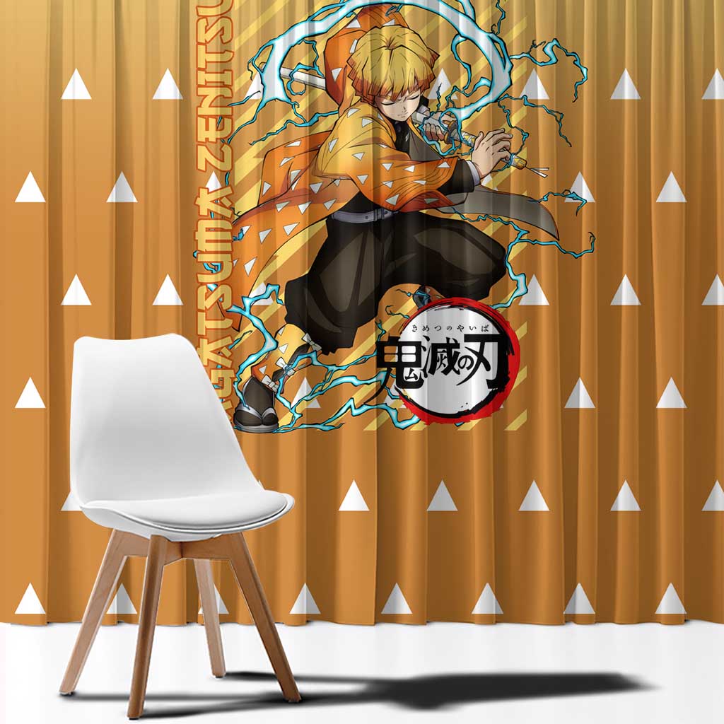 Agatsuma Zenitsu Demon Slayer Window Curtain Anime Style