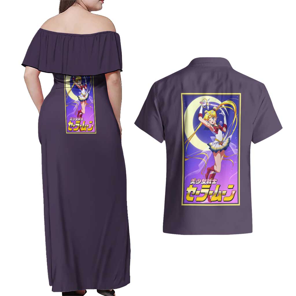 Usagi Tsukino Sailor Moon Couples Matching Off Shoulder Maxi Dress and Hawaiian Shirt Anime Style
