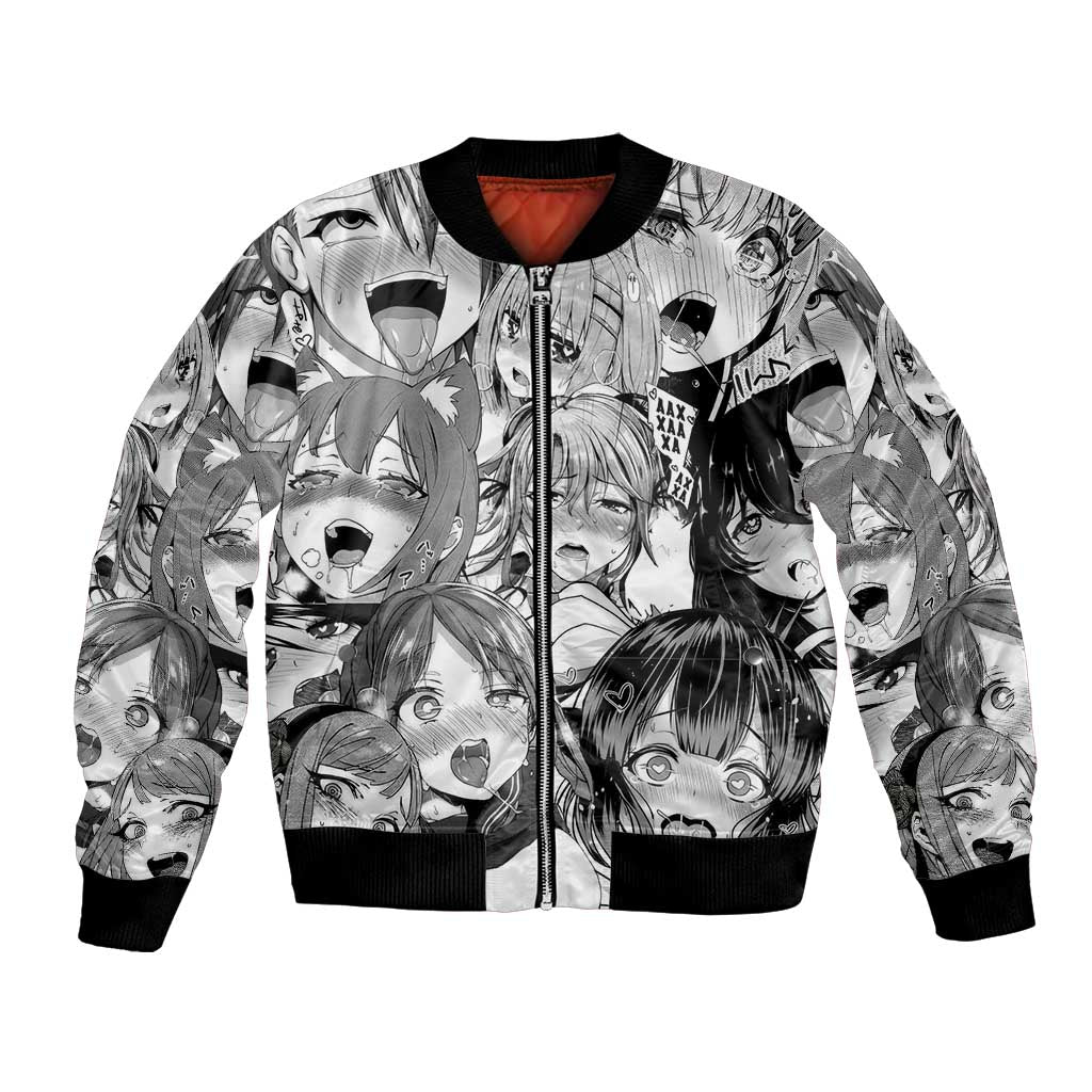 Ahegao Manga Collage Bomber Jacket Anime Style
