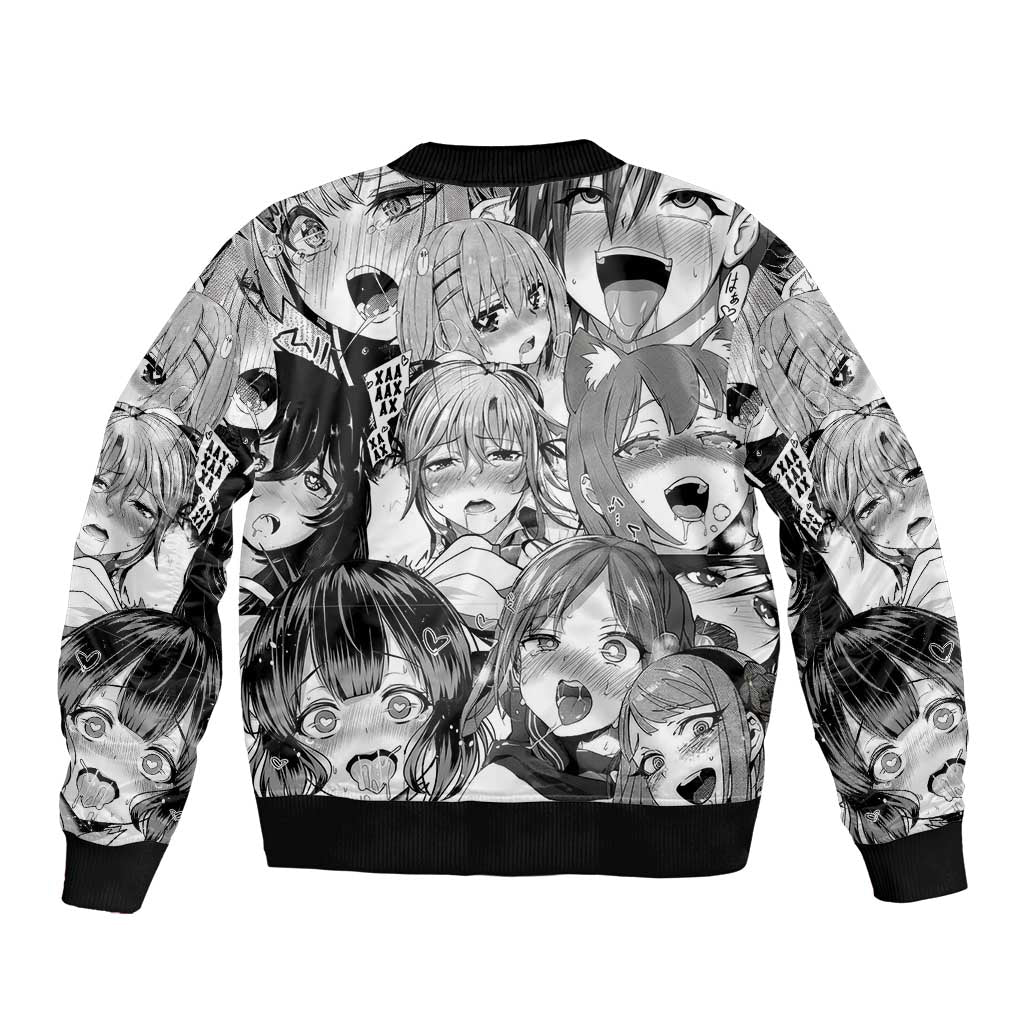 Ahegao Manga Collage Bomber Jacket Anime Style
