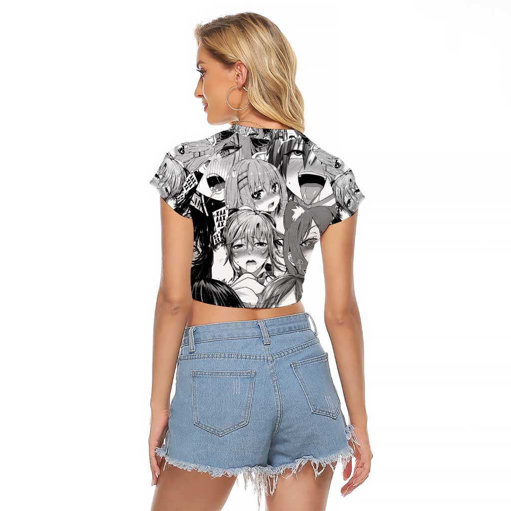 Ahegao Manga Collage Raglan Cropped T Shirt Anime Style