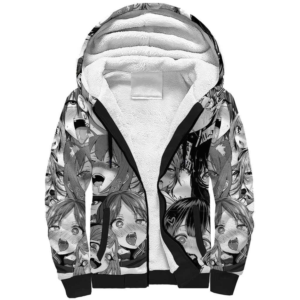 Ahegao Manga Collage Sherpa Hoodie Anime Style