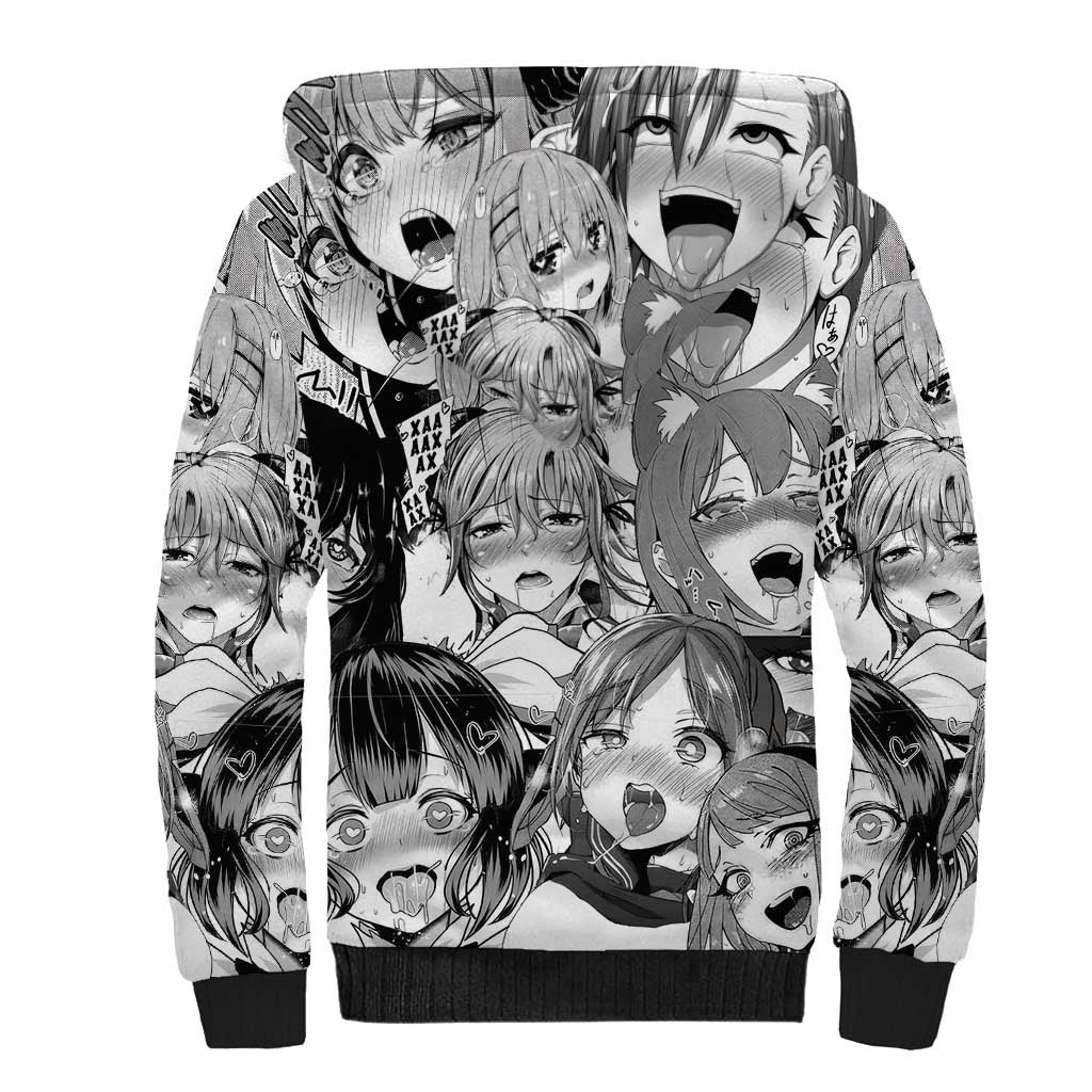 Ahegao Manga Collage Sherpa Hoodie Anime Style