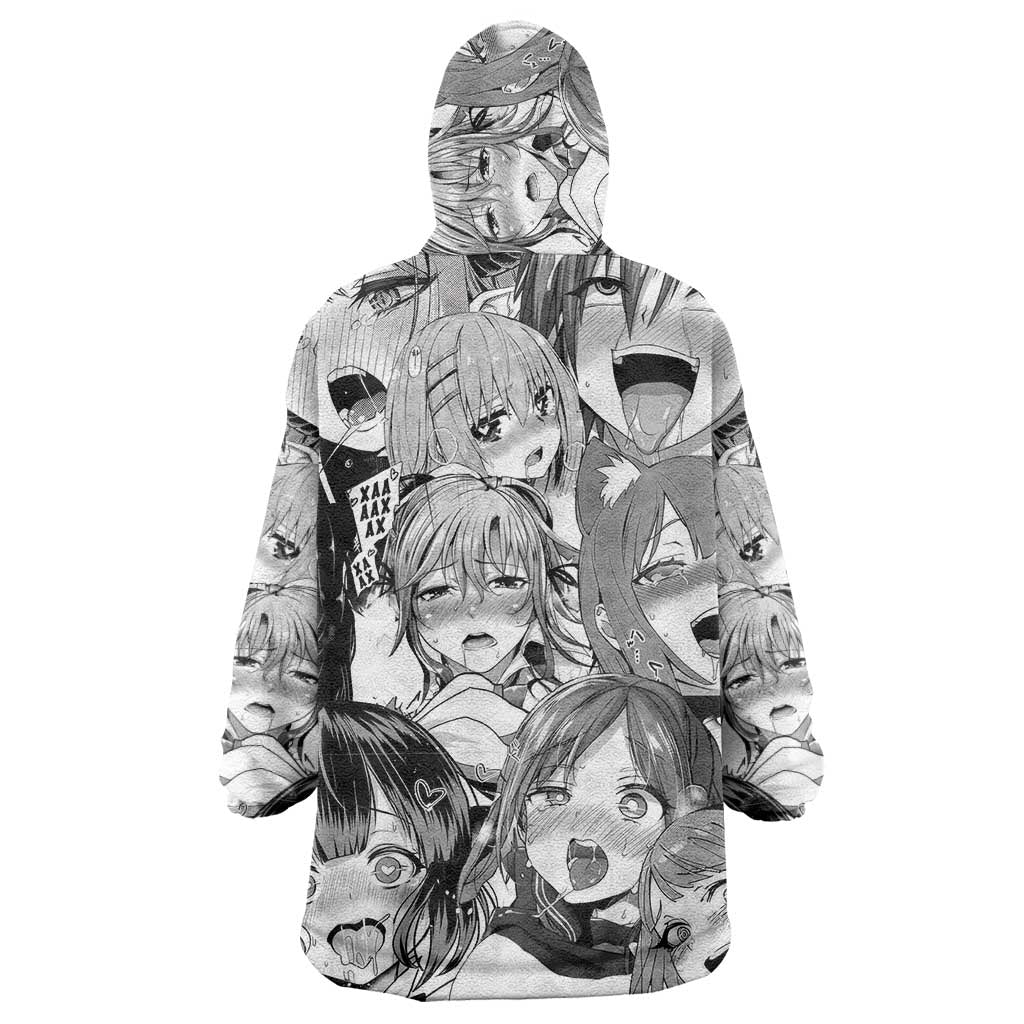 Ahegao Manga Collage Wearable Blanket Hoodie Anime Style