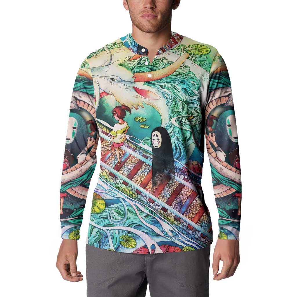 Mythical Spirited Away Studio Ghibli Button Sweatshirt Anime Style