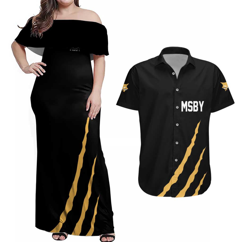 Ghoulish Gengar Couples Matching Off Shoulder Maxi Dress and Hawaiian Shirt Anime Style