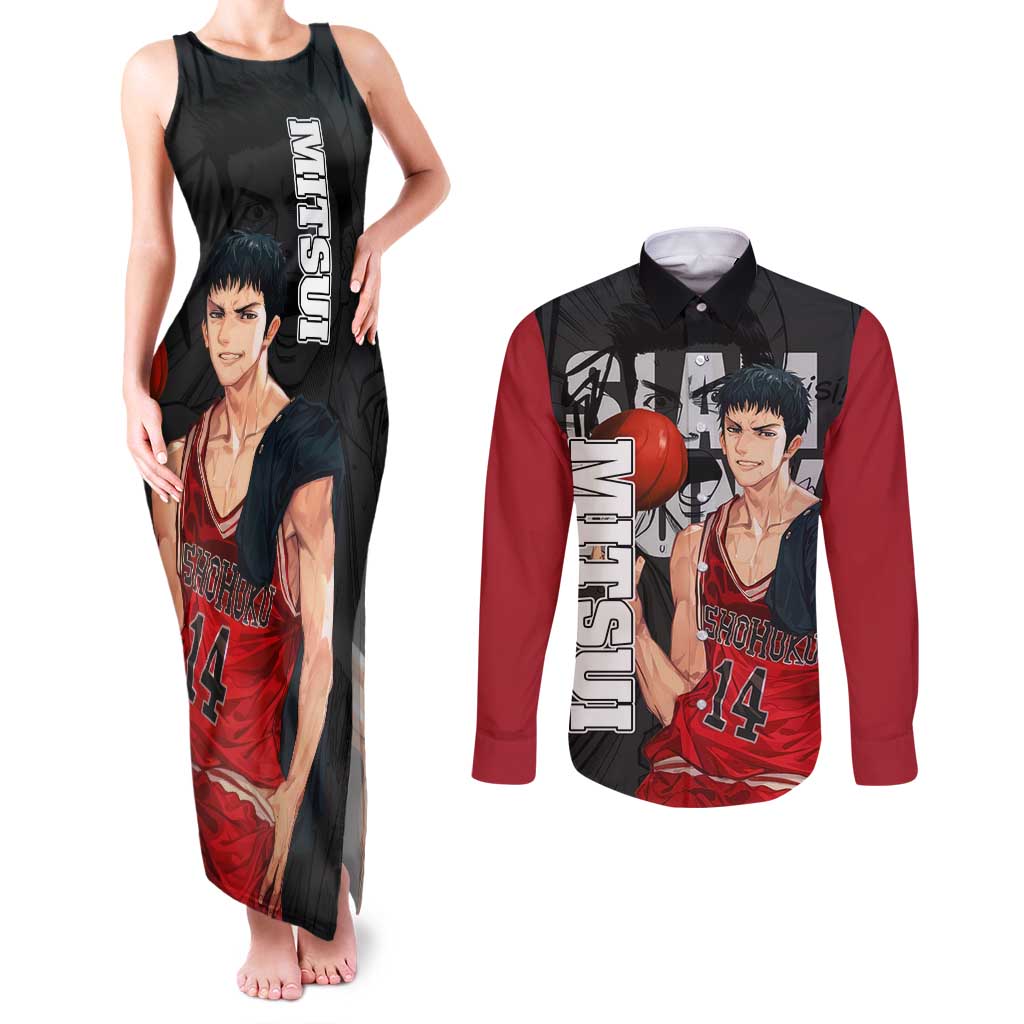 Hisashi Mitsui - Slam Dunk Couples Matching Tank Maxi Dress and Long Sleeve Button Shirt Anime Style