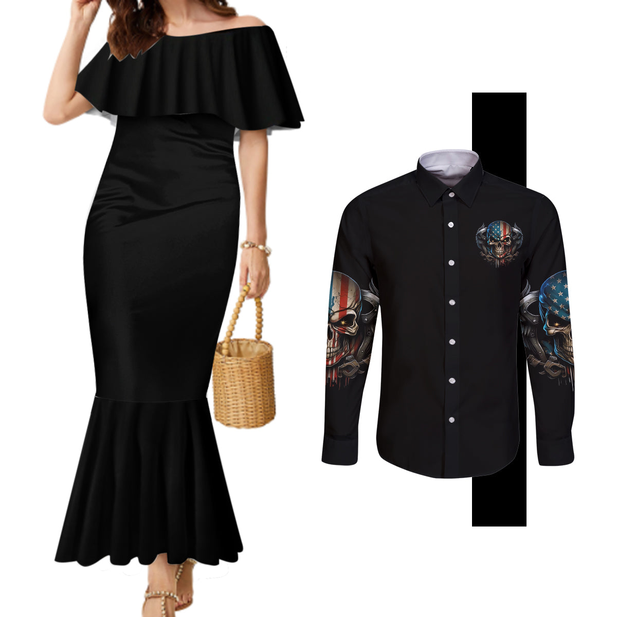 i-can-fix-stupid-but-its-gonna-hurt-couples-matching-mermaid-dress-and-long-sleeve-button-shirt