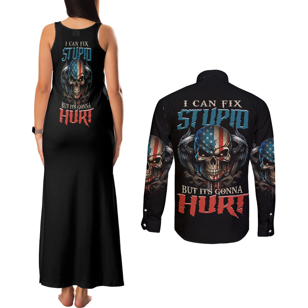 i-can-fix-stupid-but-its-gonna-hurt-couples-matching-tank-maxi-dress-and-long-sleeve-button-shirt