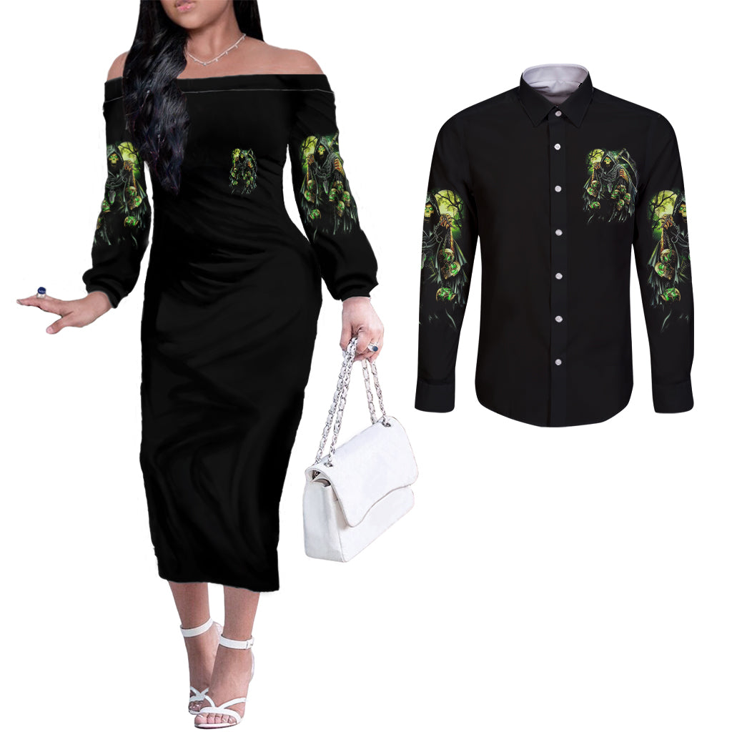of-course-im-going-to-hell-skull-couples-matching-off-the-shoulder-long-sleeve-dress-and-long-sleeve-button-shirt