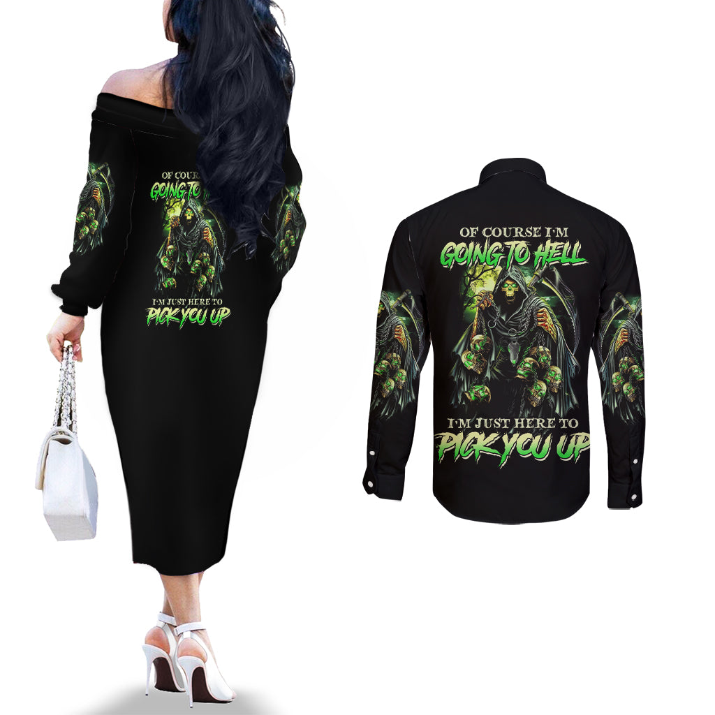 of-course-im-going-to-hell-skull-couples-matching-off-the-shoulder-long-sleeve-dress-and-long-sleeve-button-shirt