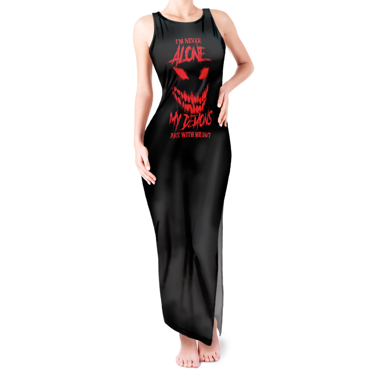 im-never-alone-my-demon-are-with-me-tank-maxi-dress