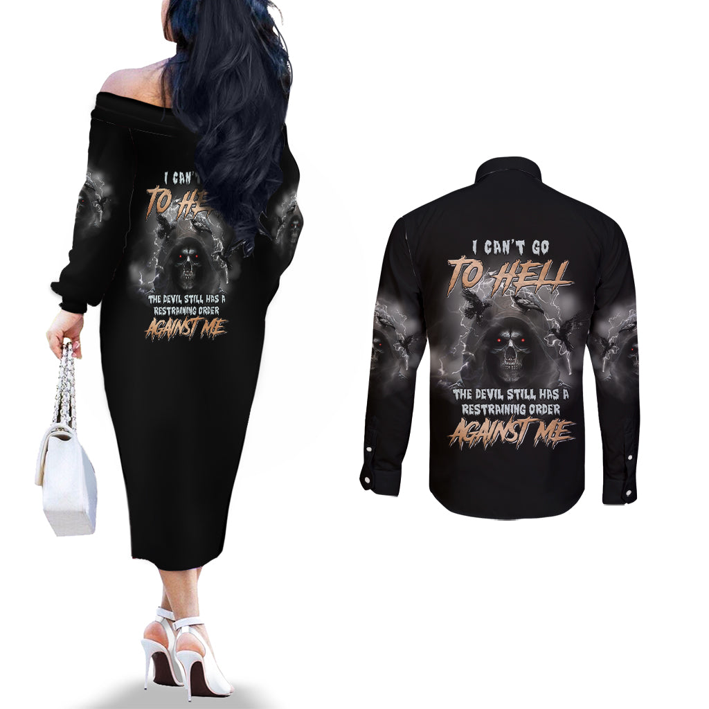 i-cant-go-to-hell-reaper-bat-couples-matching-off-the-shoulder-long-sleeve-dress-and-long-sleeve-button-shirt