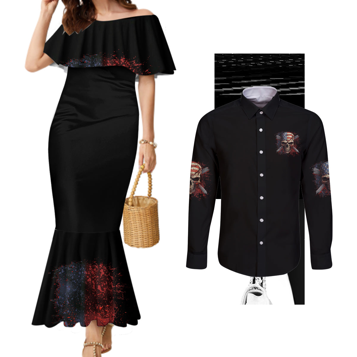 if-karma-doesnt-hit-you-trust-me-i-will-couples-matching-mermaid-dress-and-long-sleeve-button-shirt