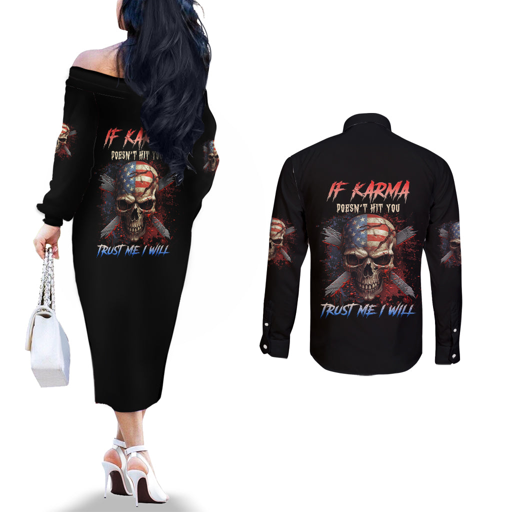 if-karma-doesnt-hit-you-trust-me-i-will-couples-matching-off-the-shoulder-long-sleeve-dress-and-long-sleeve-button-shirt