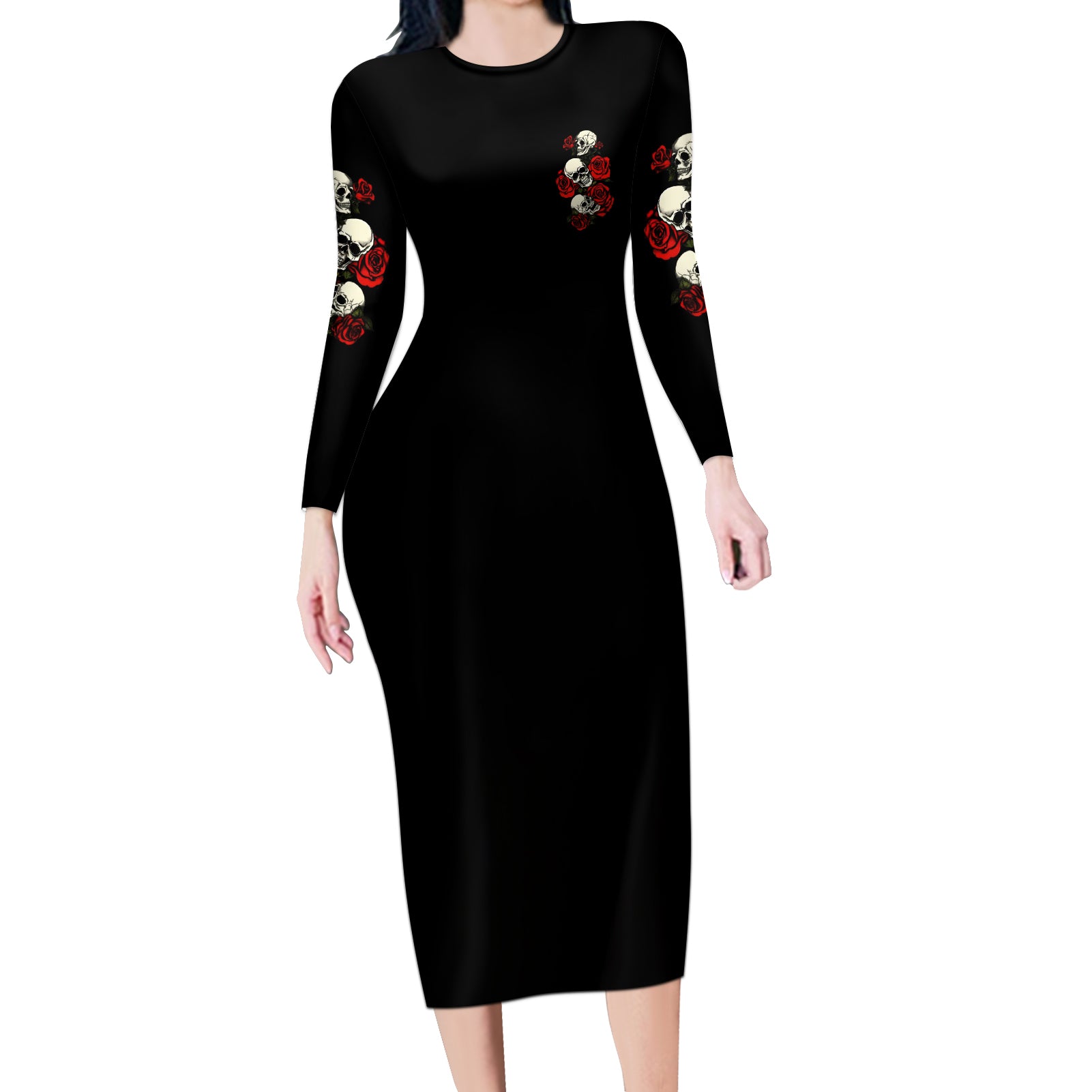 the-good-girl-in-me-3-skulls-rose-vintage-long-sleeve-bodycon-dress
