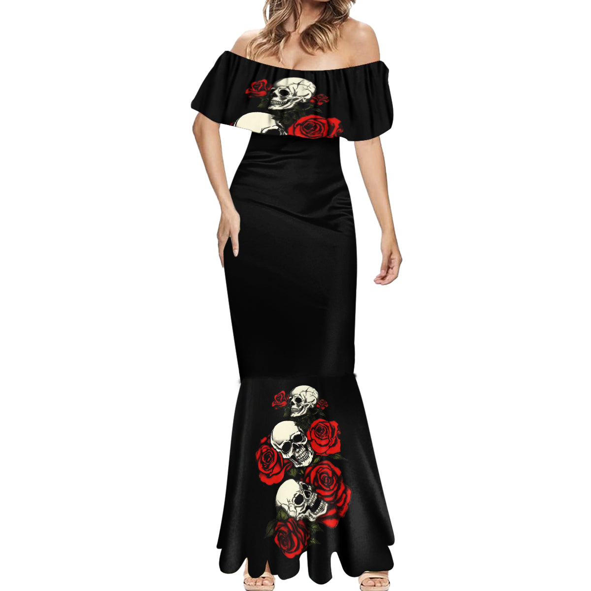 the-good-girl-in-me-3-skulls-rose-vintage-mermaid-dress
