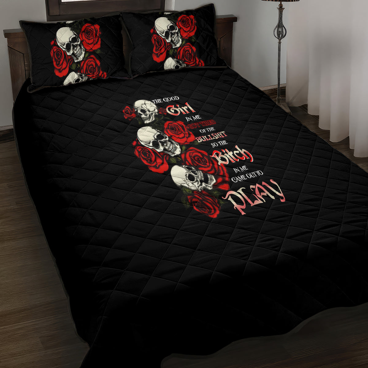 the-good-girl-in-me-3-skulls-rose-vintage-quilt-bed-set