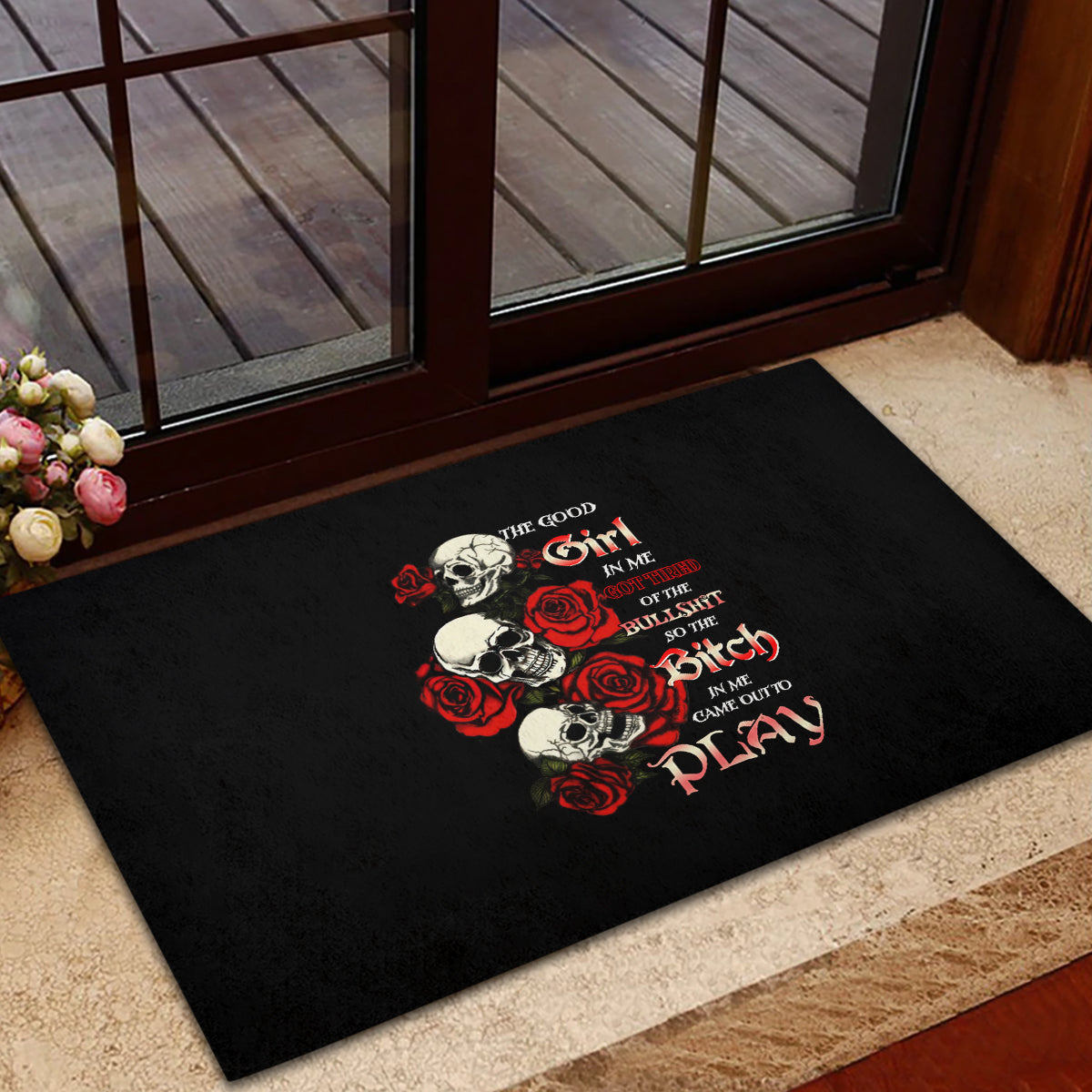 the-good-girl-in-me-3-skulls-rose-vintage-rubber-doormat