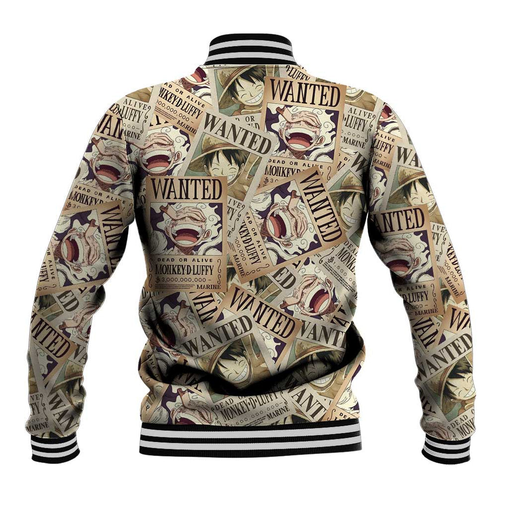 Luffy Wanted - One Piece Baseball Jacket Anime Style