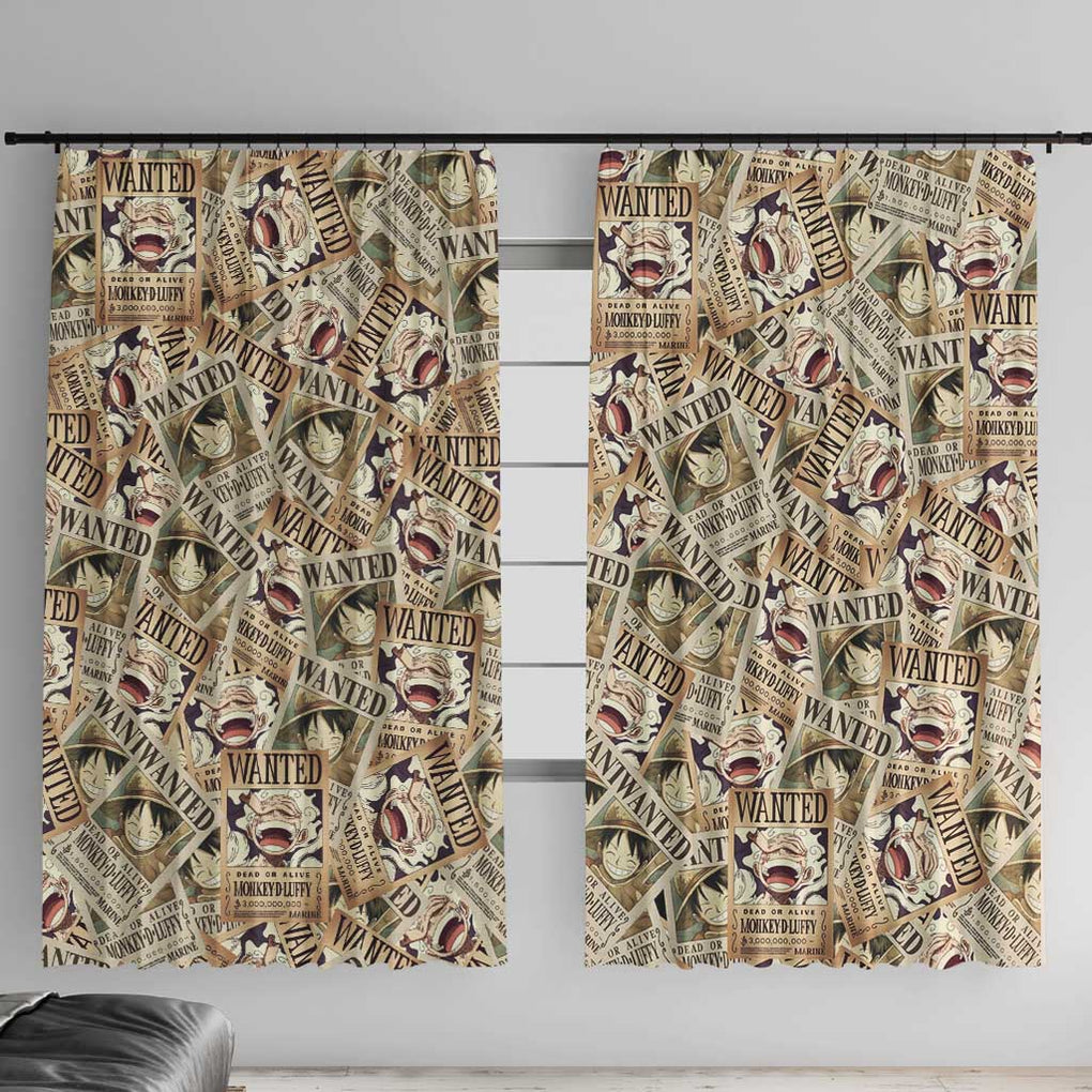 Luffy Wanted - One Piece Window Curtain Anime Style