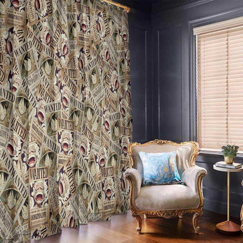 Luffy Wanted - One Piece Window Curtain Anime Style